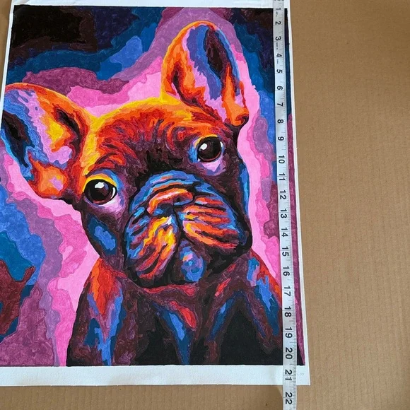Colorful Frenchie Pet Dog Painting 16”x 20” Unframed - Picture 3 of 7